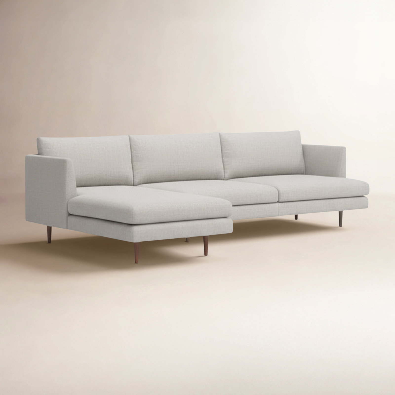Miller Sectional, Light Gray Polyester Blend, Left Hand Facing