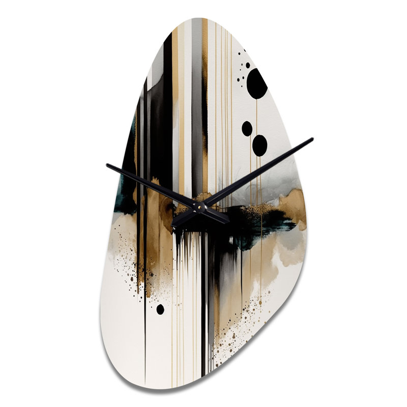 «Asil Abstract Transitional Modern Shapes I», horloge murale asymétrique en métal, Médium