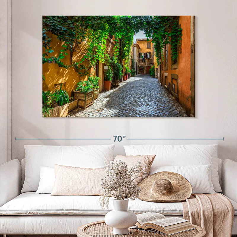 Sireci Vibrant Trastevere Street, 34" H x 51" W