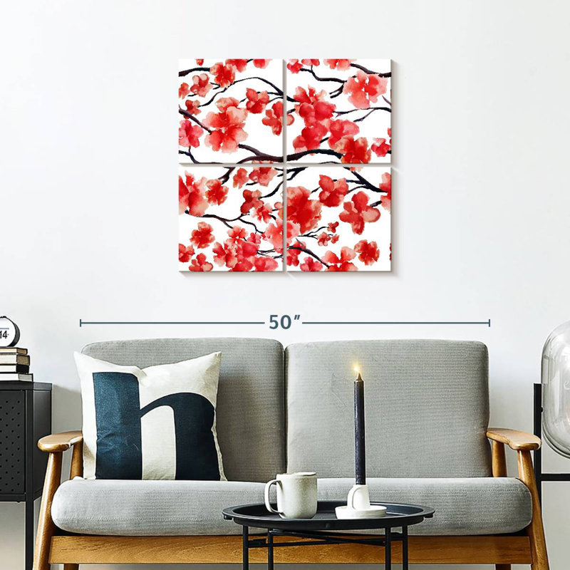 Harnek Red Cherry Blossom, 26" H x 26" W