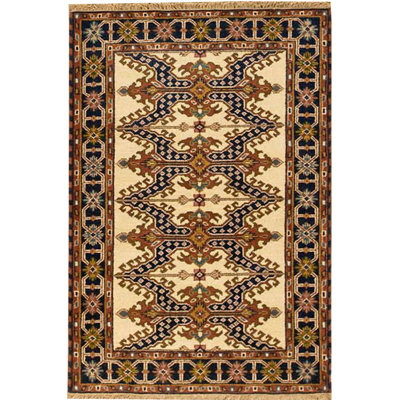 Hand-Knotted High-Quality Cream and Blue Area Rug