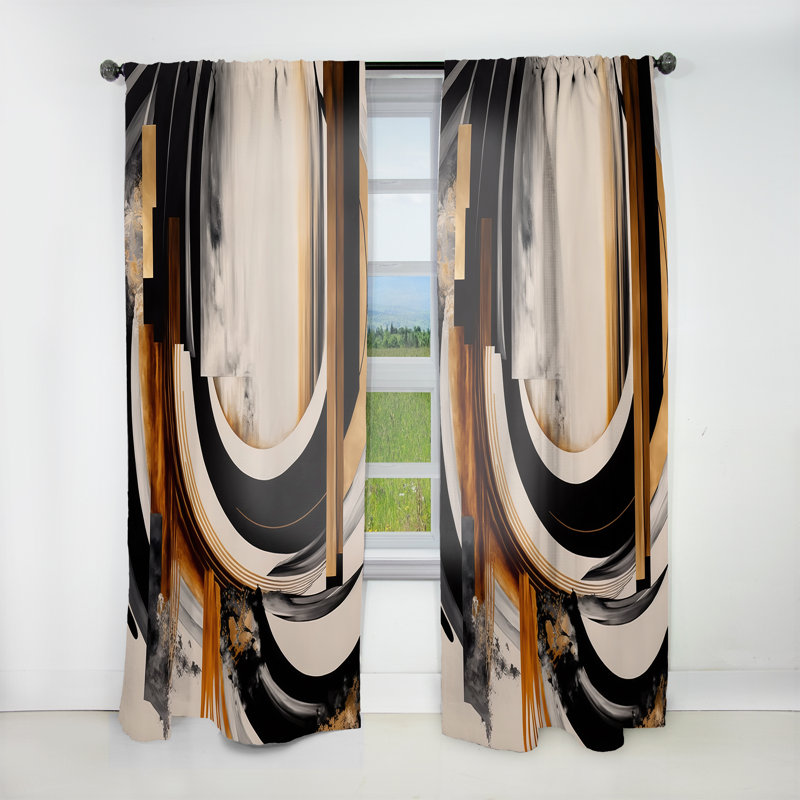 Rideau abstrait Art Deco IV doré - Velours obscurcissant - 1 panneau, L 52 po x L 108 po