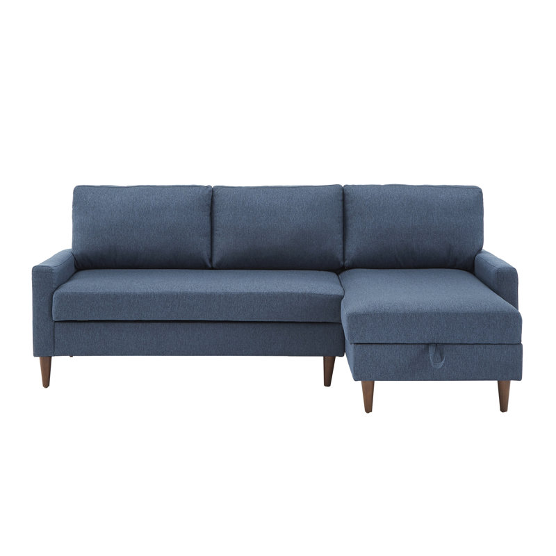 Myatt Upholstered L-Shaped Sectional, Navy Blue Polyester Blend, Right Hand Facing