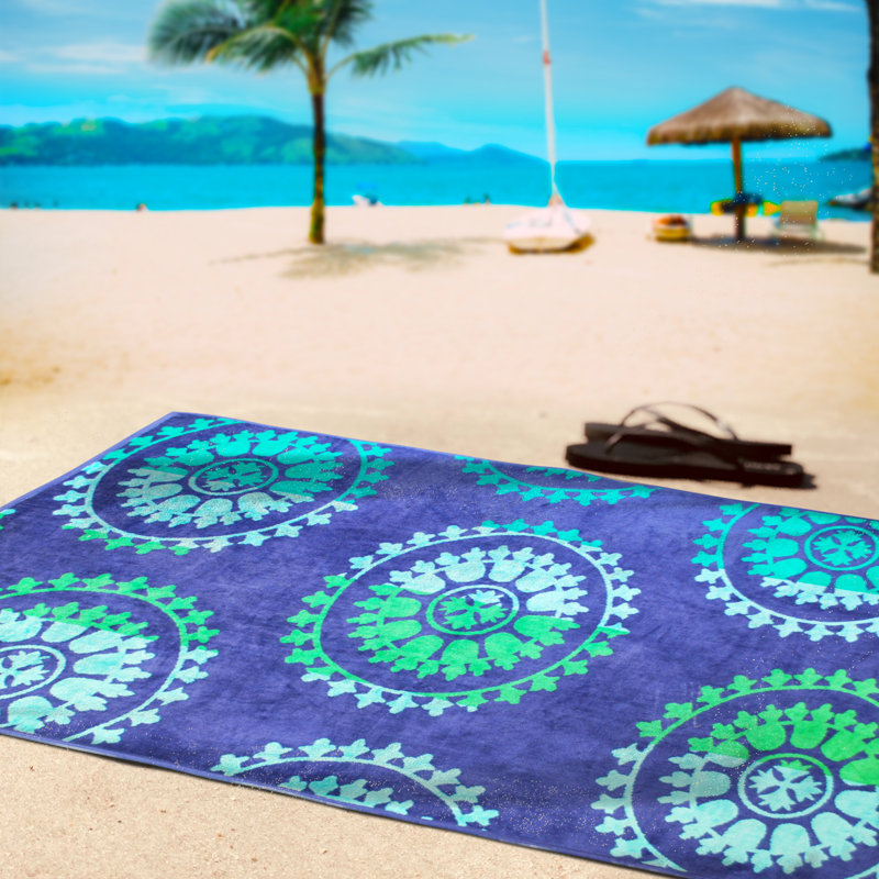 Blue Nile Mills Spinning Ship Wheels 100% Terry Cotton Beach Towel