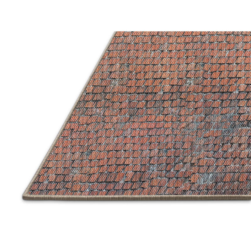 Tapis rouge/bleu à motifs Nora, Rectangle 4 pi x 6 pi