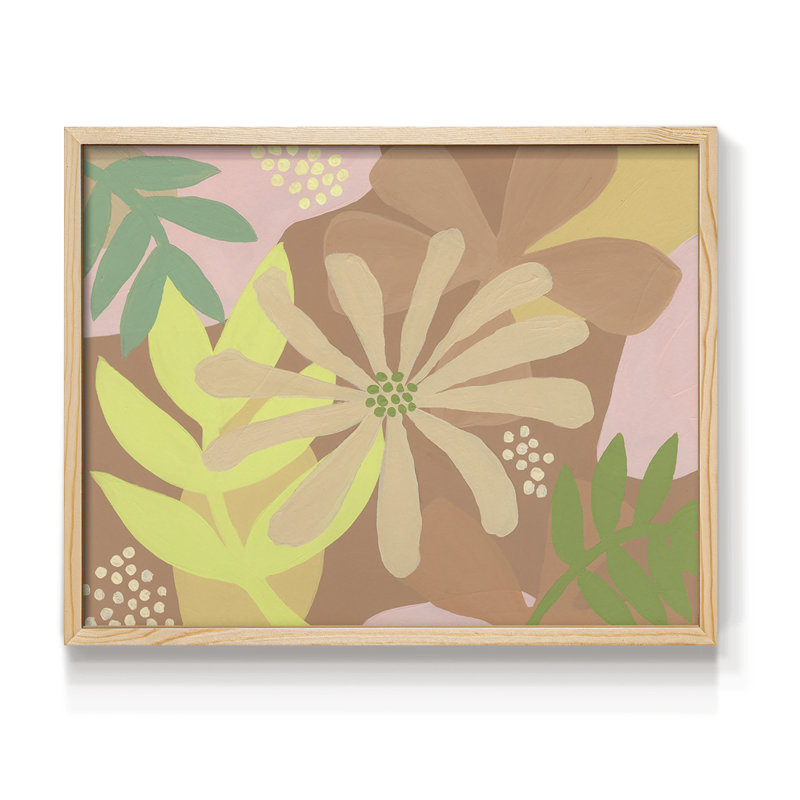 Fleurs neutres II - reproduction encadrée - réaménageable, H 8 po x l 10 po, Naturel