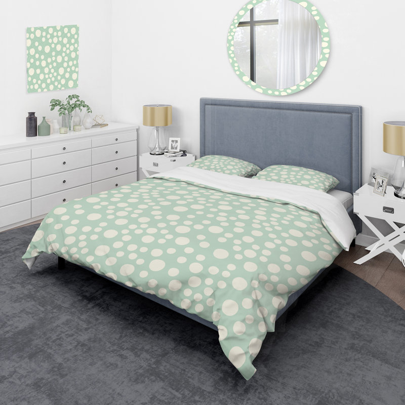 Ensemble de housse de couette en microfibre vert / crème 3 pièces
