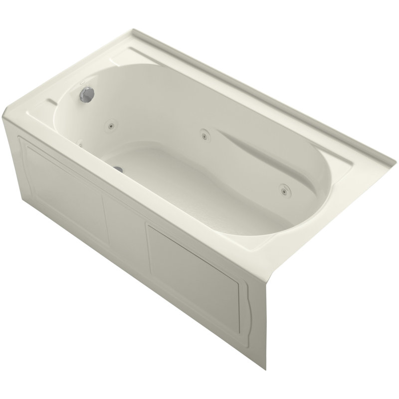 Devonshire Alcove 60" x 32" Whirpool Bathtub, Biscuit, Left