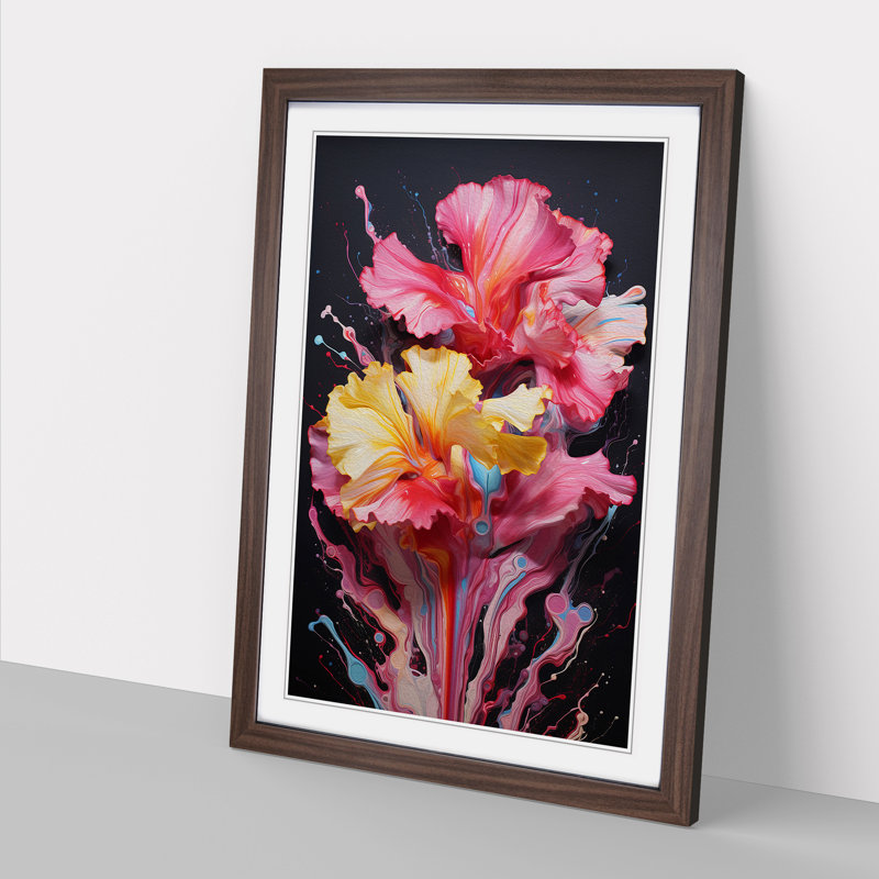 Carnation Flower Action No.3 - Single Picture Frame Print on Wood, Walnut , 46cm H x 34cm W x 2cm D