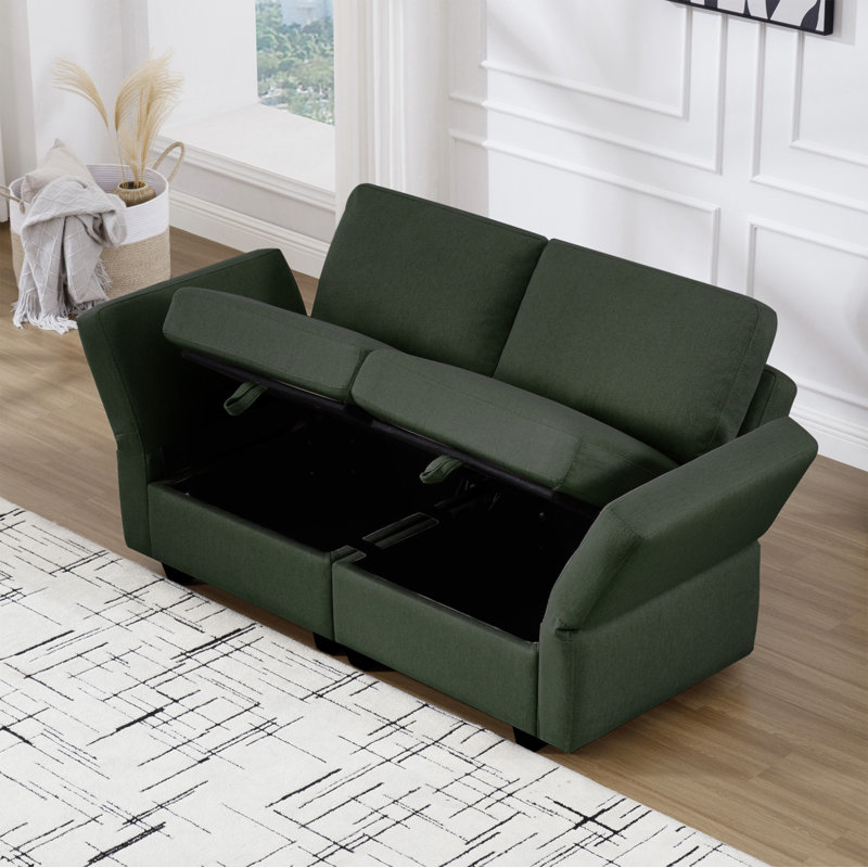 Sarab Upholstered 62'' Sofa, Green Polyester