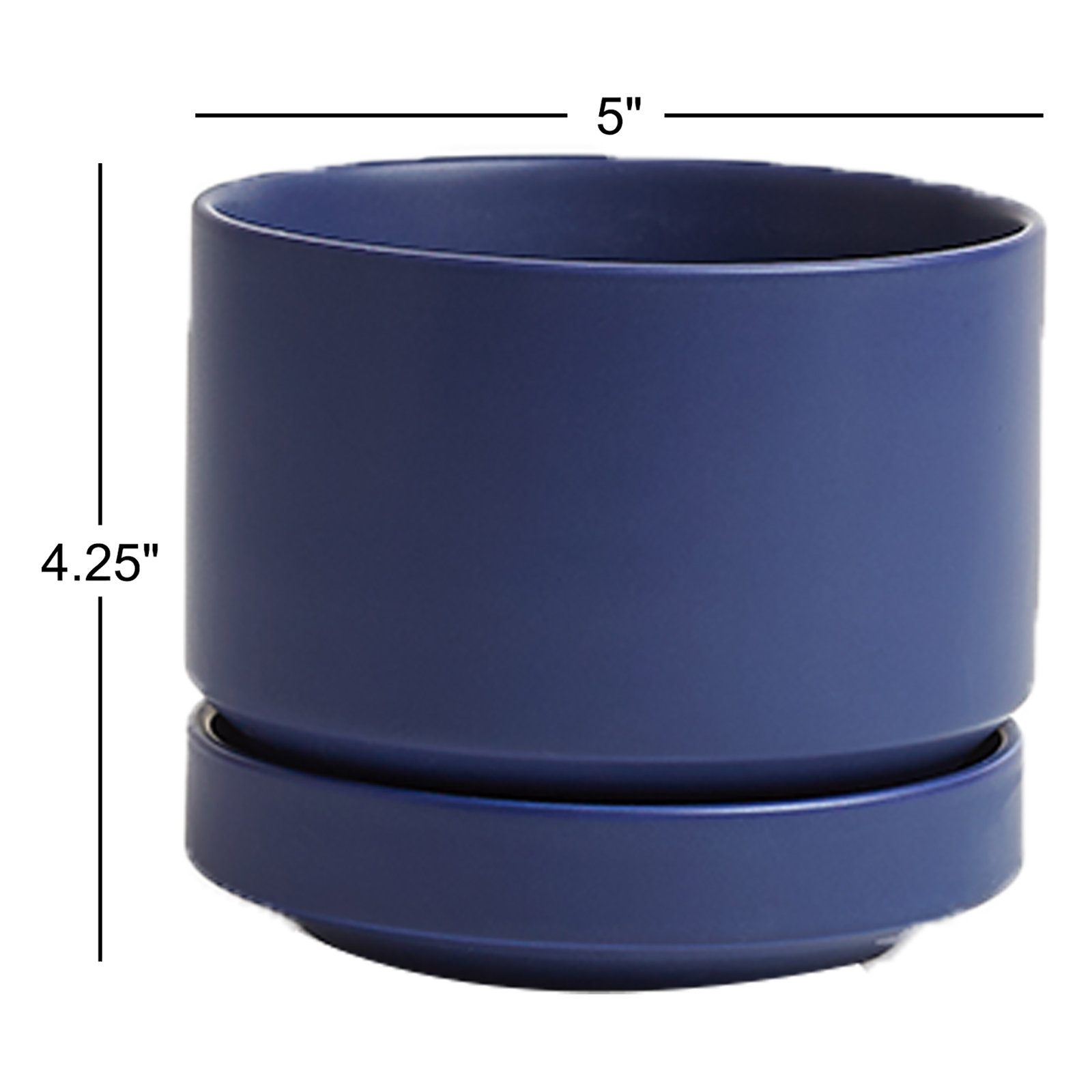 Byer 10" Ceramic Pot Planter, 4.25" H x 5" W x 5" D, Blue