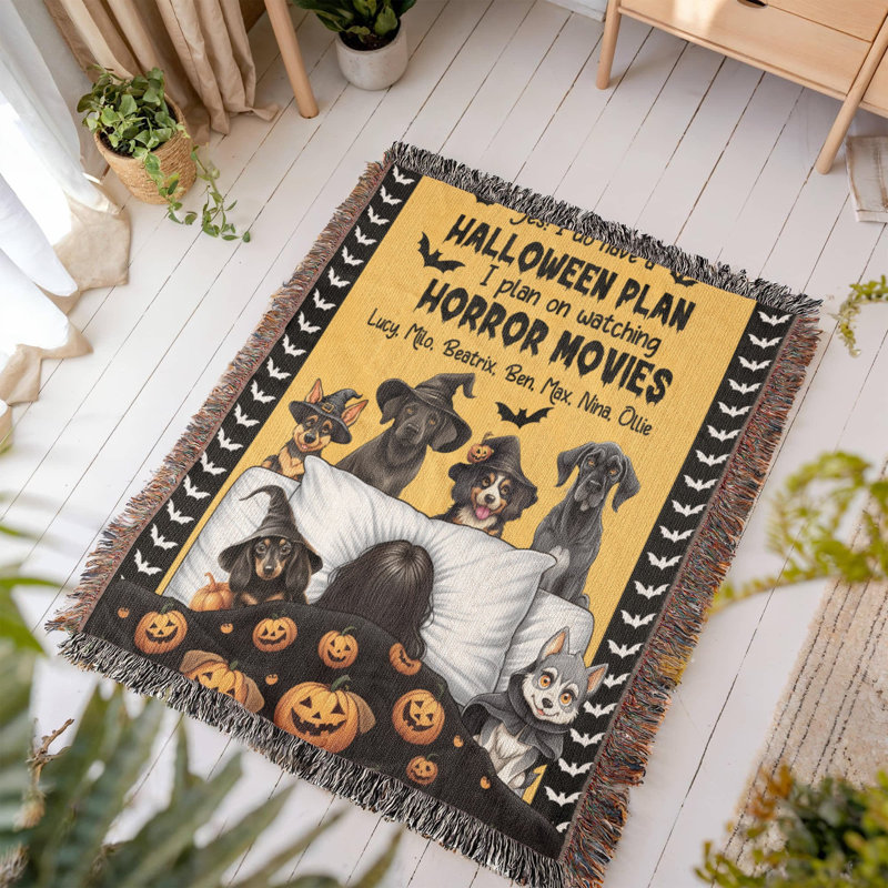 Couverture personnalisée pour animaux de compagnie Halloween, 50 po x 60 po