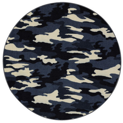 Tapis noir / beige à imprimé animal