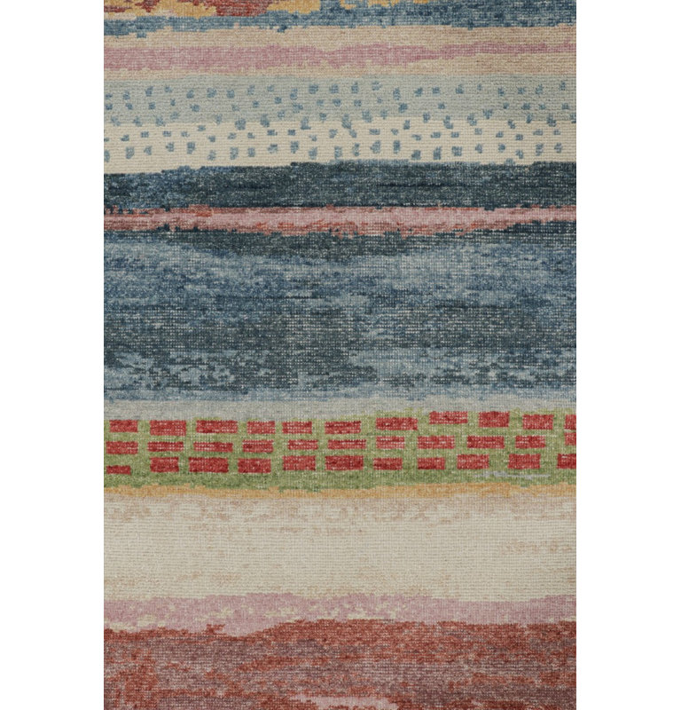 Rug & Kilim’S Distressed Contemporary Abstract Art Rug In Polychromatic Patterns, Rectangle 5' x 7'
