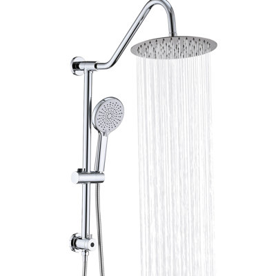 Wall Mounted Shower Kit With 10" Rain Head And Handheld - Finish, Metal, 3 Spray Options, Adjustable For Relaxing Shower, Corrosion Assembly Mount, Patterns, Material