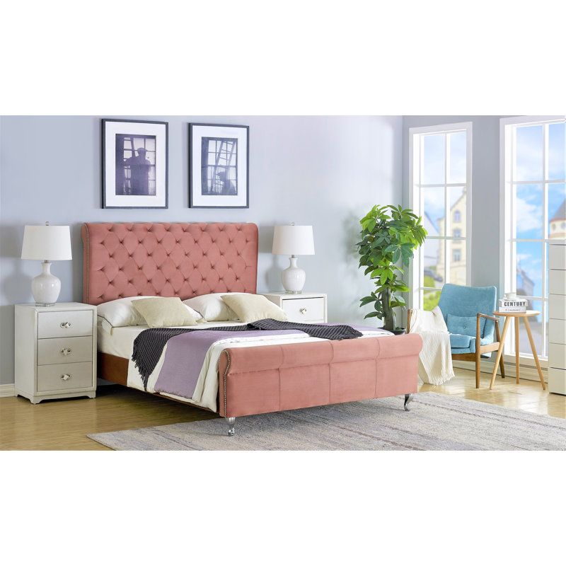 Manaf Upholstered Standard Bed, Rose, King