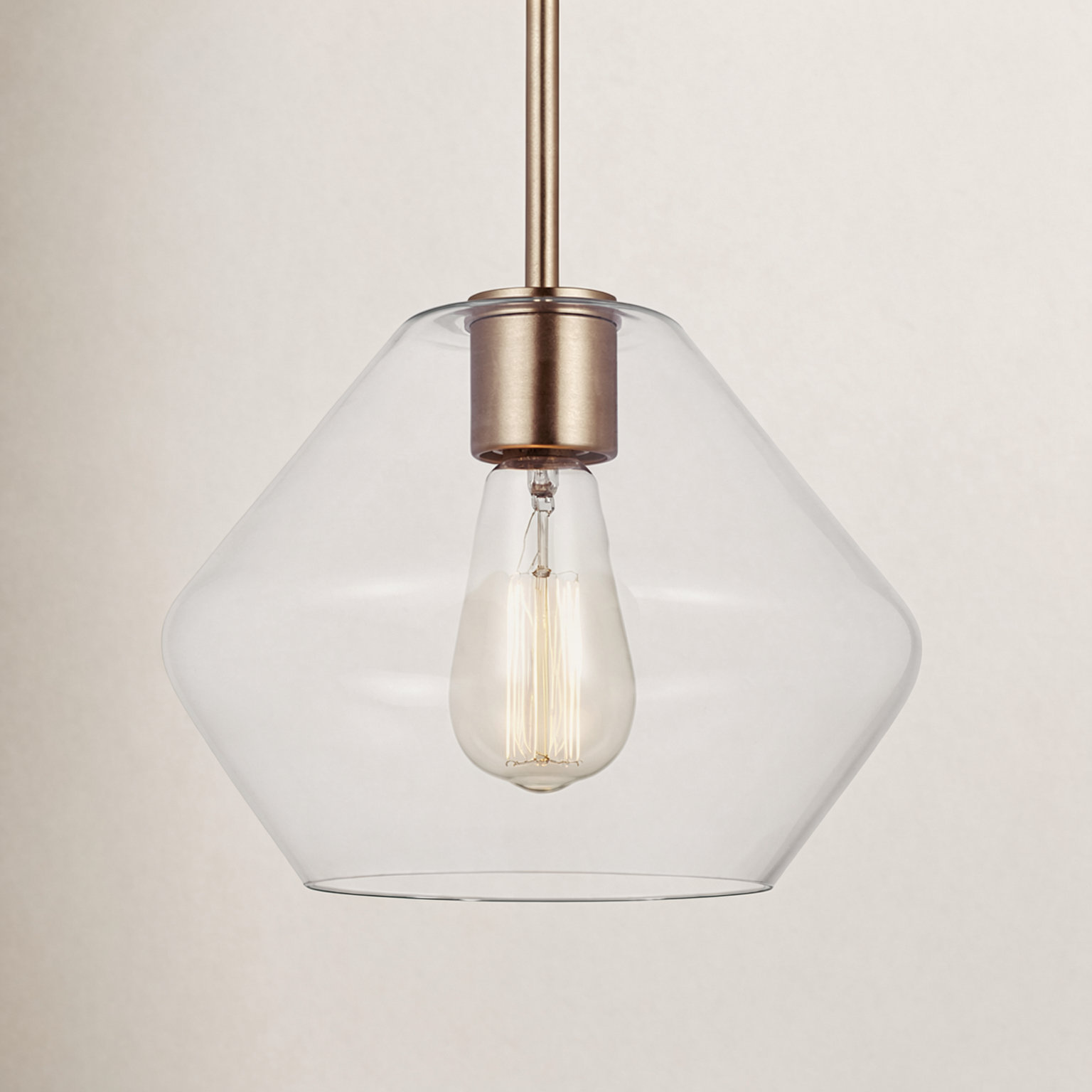 Rooks Dimmable Single Light Pendant, Satin Brass