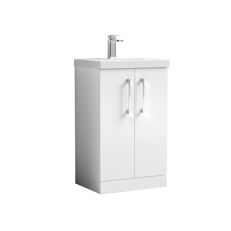 Arno 510mm Single Bathroom Vanity with Integrated Vitreous China Basin, Gloss White