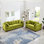 Canapé moderne en velours 2 + 3 places avec accoudoirs carrés, décoration clous argentés, coussins à ressorts, rangement sous le siège et coussins décoratifs rembourrés 5, aspect salon, accoudoirs, structure en bois massif