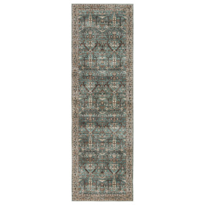Razi Machine Washable Performance Green/Tan Rug