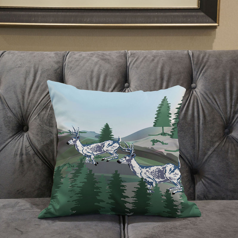 Housse de coussin intérieur / extérieur en polyester, Vert / bleu, 18 po x 18 po