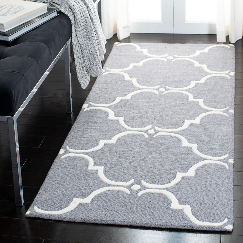 Jotvingis Hand Tufted Wool Geometric Rug, Runner 2'6" x 12'