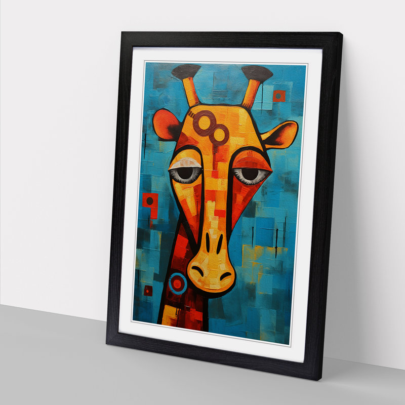 Giraffe Constructivism - Framed Print, Black, 34cm H x 25cm W x 2cm D