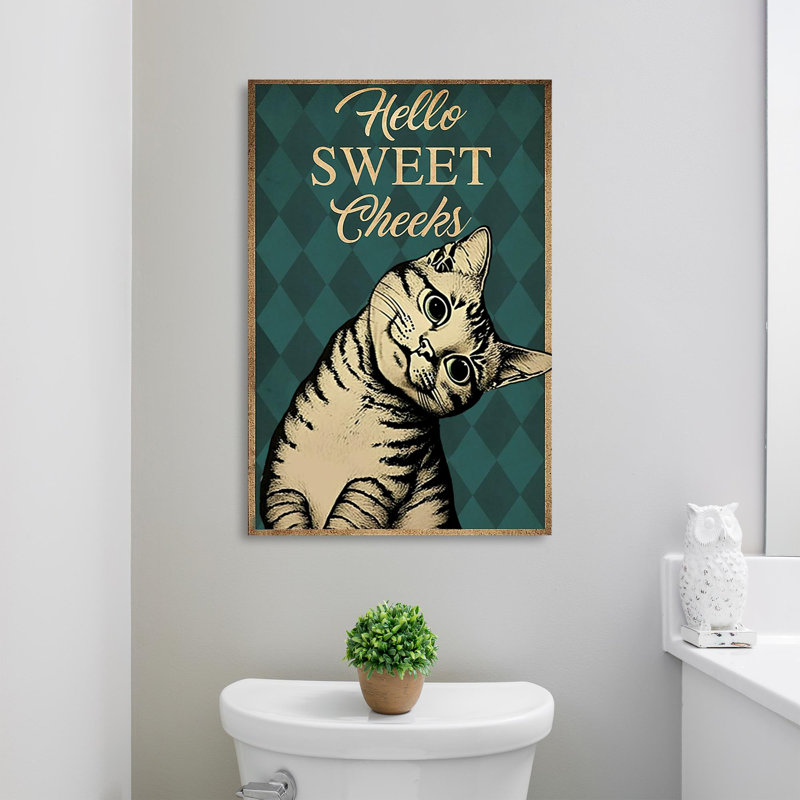 «Cat Hello Sweet Cheek» - Reproduction de rectangle 1 pièce, H 36 po x l 24 po x P 1,25 po
