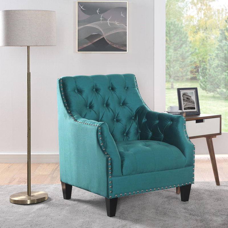 Fauteuil d'appoint Indrani, Mélange de polyester sarcelle