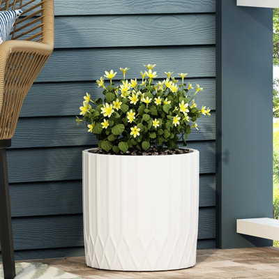 Pot de fleurs en oxyde de magnésium - Porte-plantes blanc antique pour la maison, 32,2 cm de profondeur, largeur, hauteur, 4,2 kg, pour le jardin.