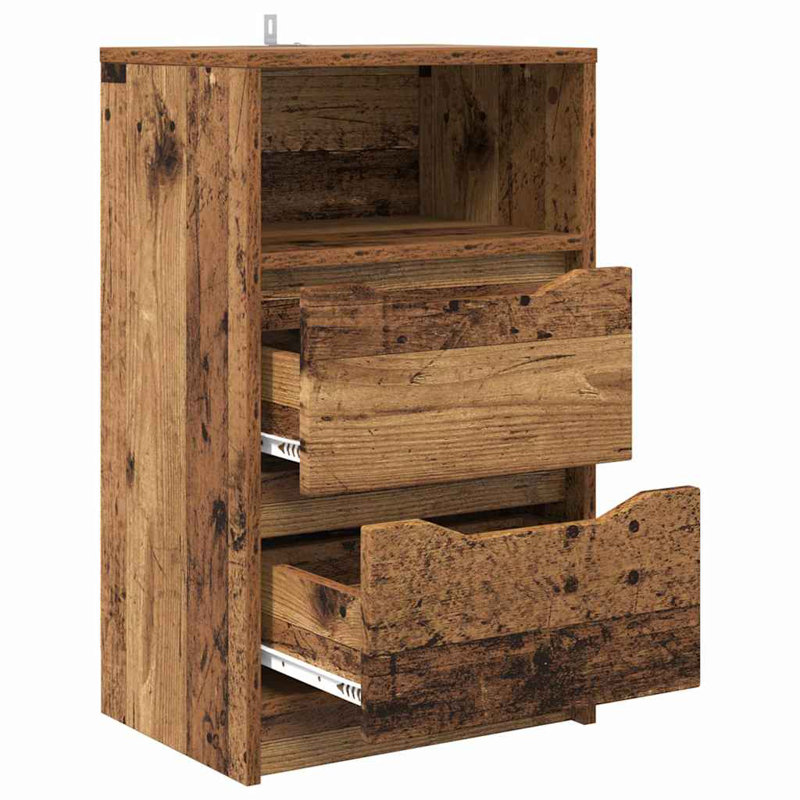 40cm W Manufactured Wood Bedside Table, Old Wood