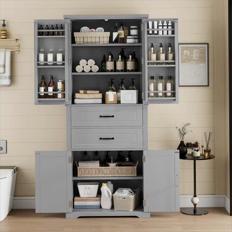 Storage Cabinet with Multi-Functional Storage Space for Kitchen/Bathroom/Dining Room/Living Room , 2 Drawers with Slide Rails, Adjustable Shelf