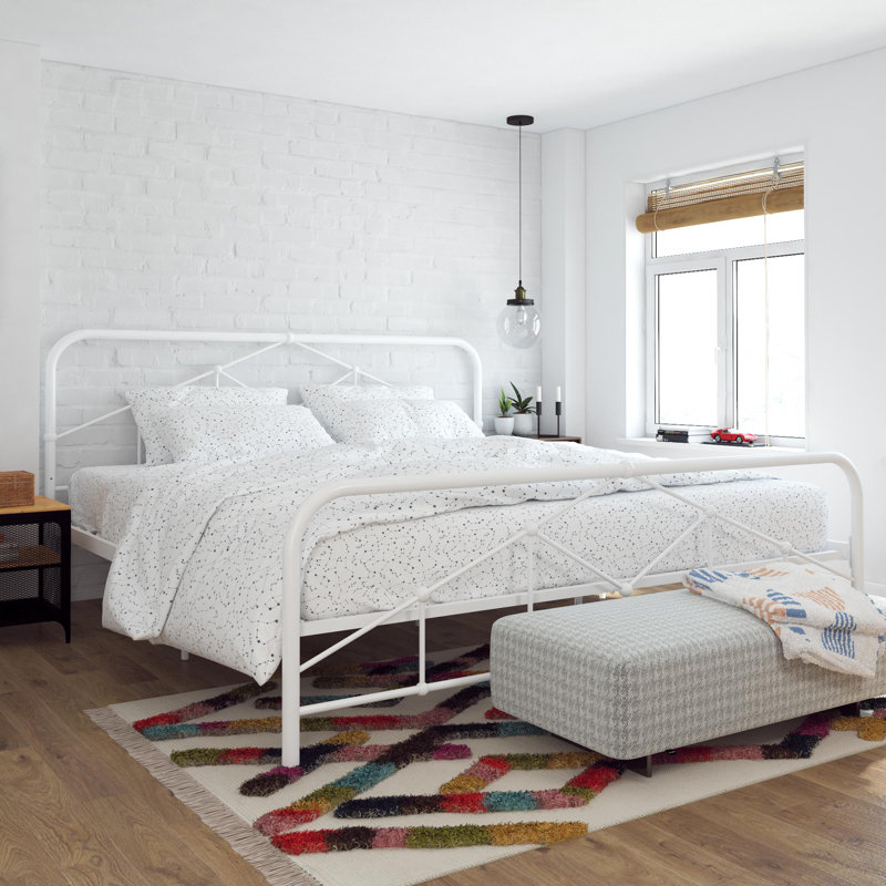Metal Bed, Double (4'6), White