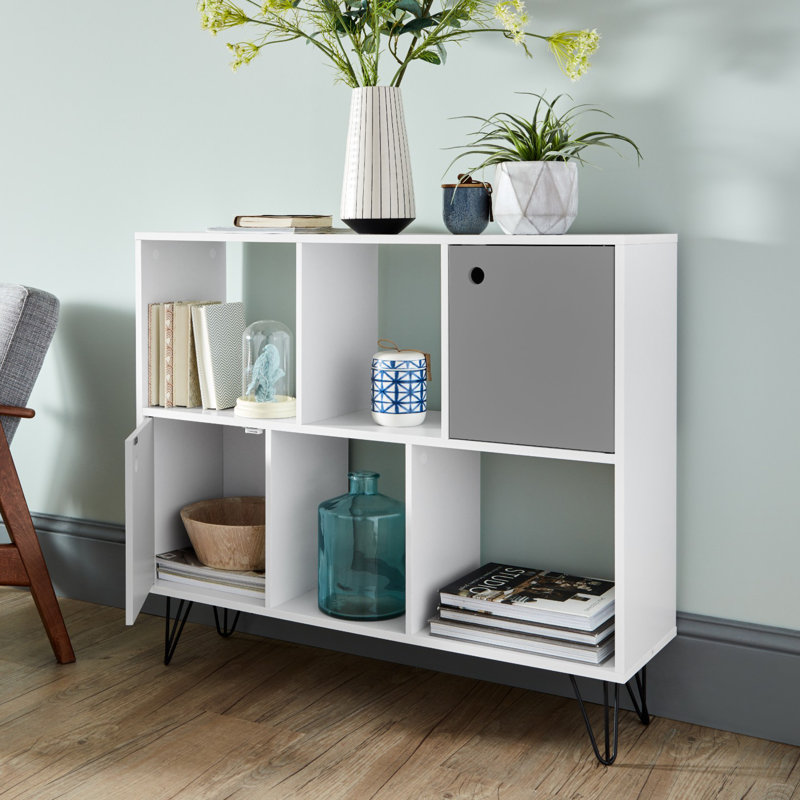 Azeil Bookcase, White/Grey