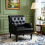 Fauteuil en similicuir noir capitonné Annalese-71856055