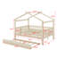 Full size wooden house bed with trundle-1443605072
