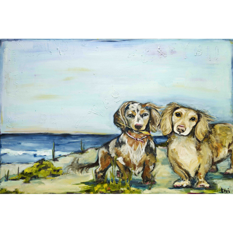 «Beautiful Dachshunds» par Tori Campisi, reproduction d'art sur toile tendue, H 16 po x l 24 po x 1,5 po
