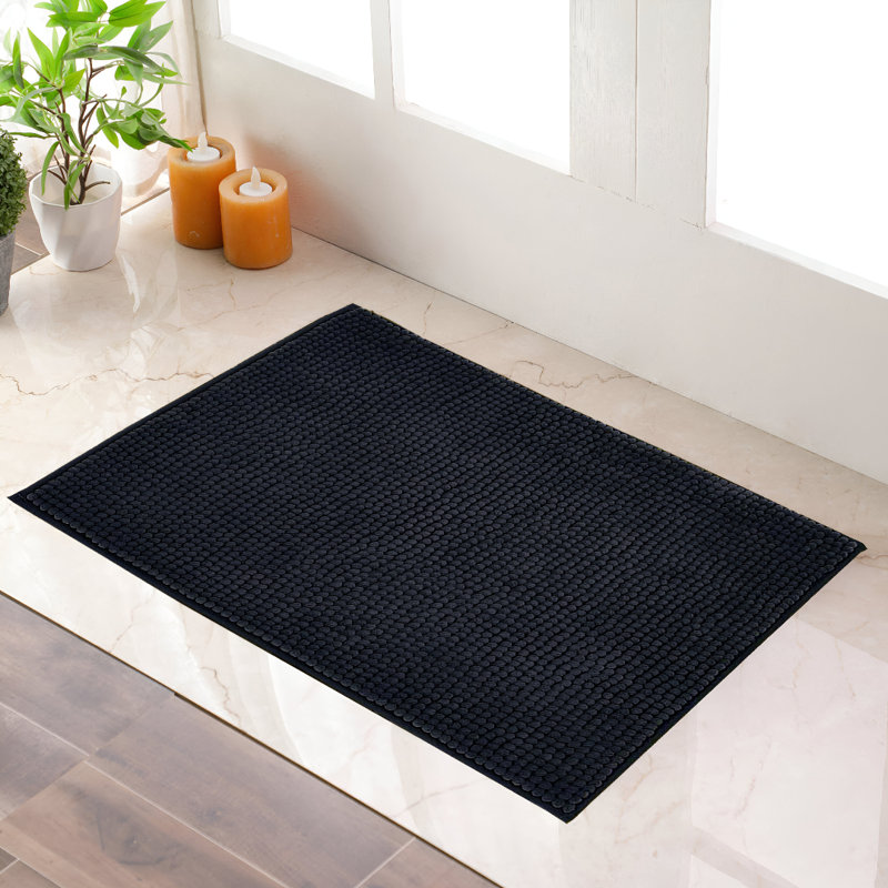 Taigen Non-Slip Indoor Door Mat, 50cm W x 60cm L, Black