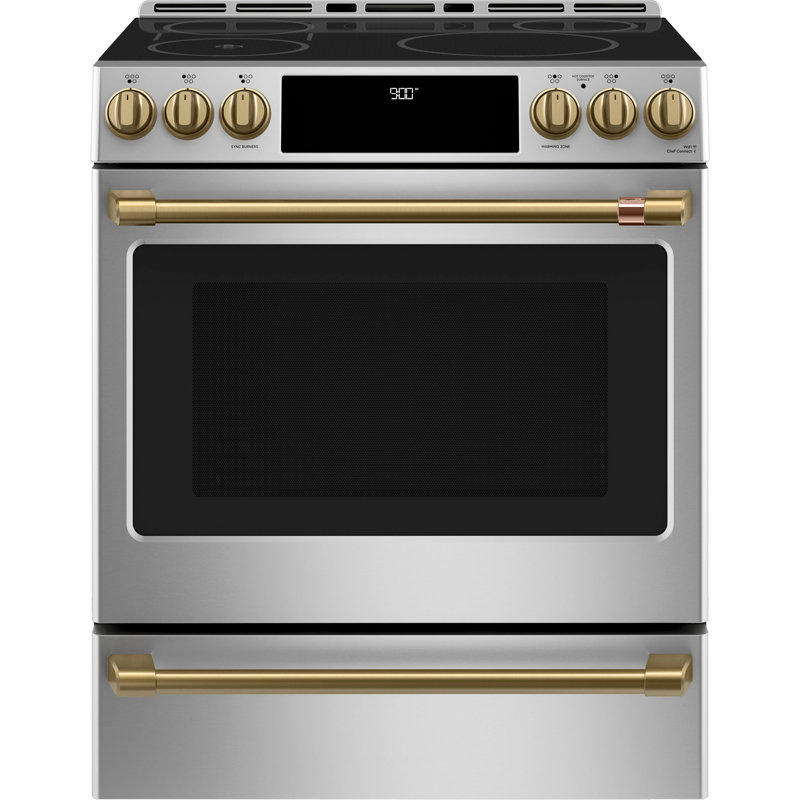Front Control Induction Range Handle Kit, Brushed Brass