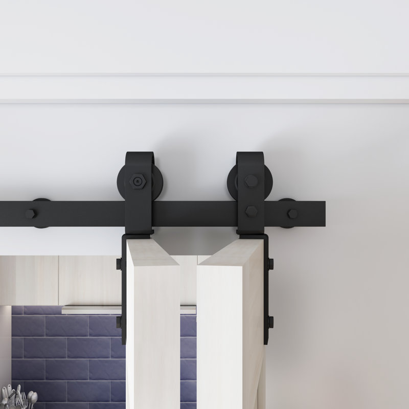 Ensemble de quincaillerie de porte de grange double porte pliante bi-pliante, 79,2 po