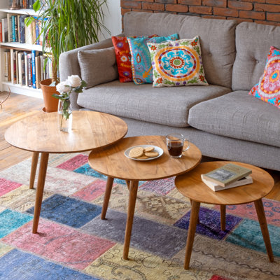 Cedres Mango Wood 3 Piece Side Table Set