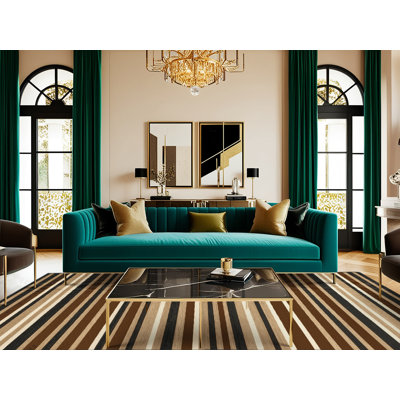  Tapis lavable rayé beige clair cognac