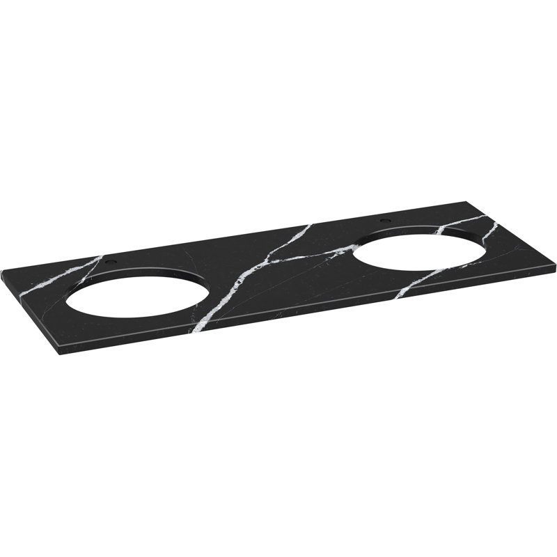 Silestone Quartz 61-In Vanity Top With Double Oval Cutouts, Eternal Marquina