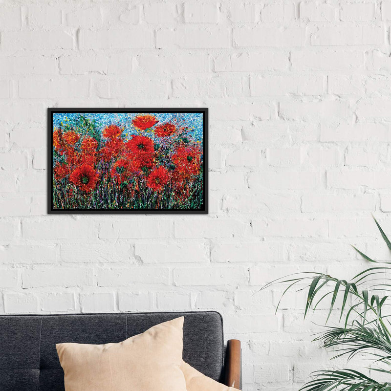 «Wild Grass and Poppies Pollock Inspiration» par Olena Art - reproduction de photo, H 26 po x l 40 po x P 1,5 po