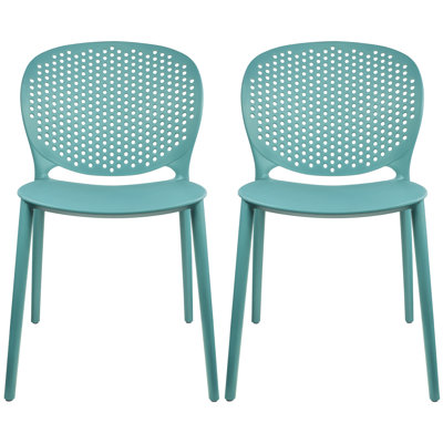 Set Of 2 Modern Plastic Pool Side Armless Dining Chair