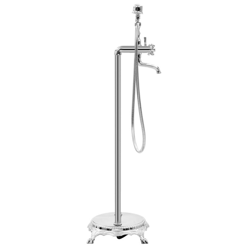 Janda 1 Handle Floor Clawfoot Tub Faucet Bath Filler with Diverter, Silver