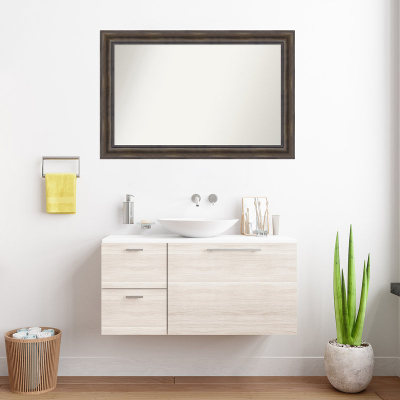 Miroir mural en bois massif Bostynn, Rectangle, H 27,5 po x l 41,5 po