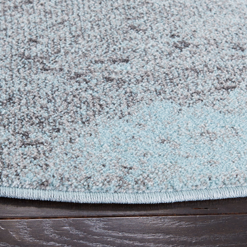 Tapis abstrait bleu / rose Tadeo, Carré 6 pi 7 po