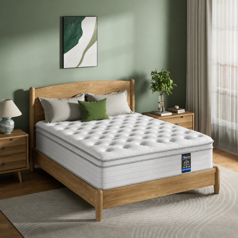 Matelas hybride mi-ferme 12 po / 14 po dans une boîte, 12", Grand lit