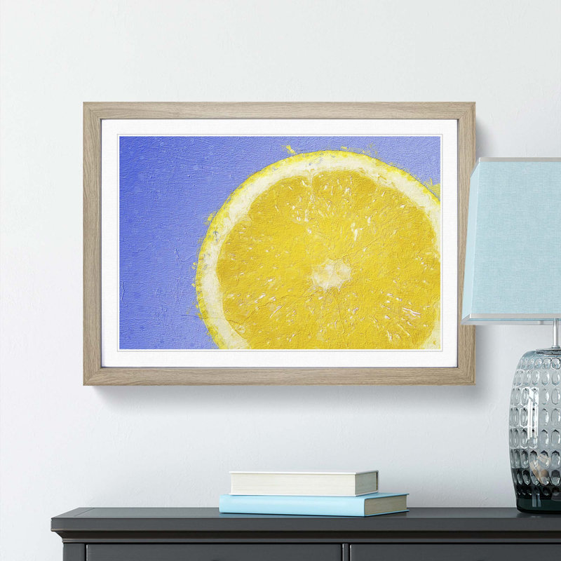 Lemon Slice - Picture Frame Painting Print, 36cm H x 48cm W x 2cm D, Oak Framed
